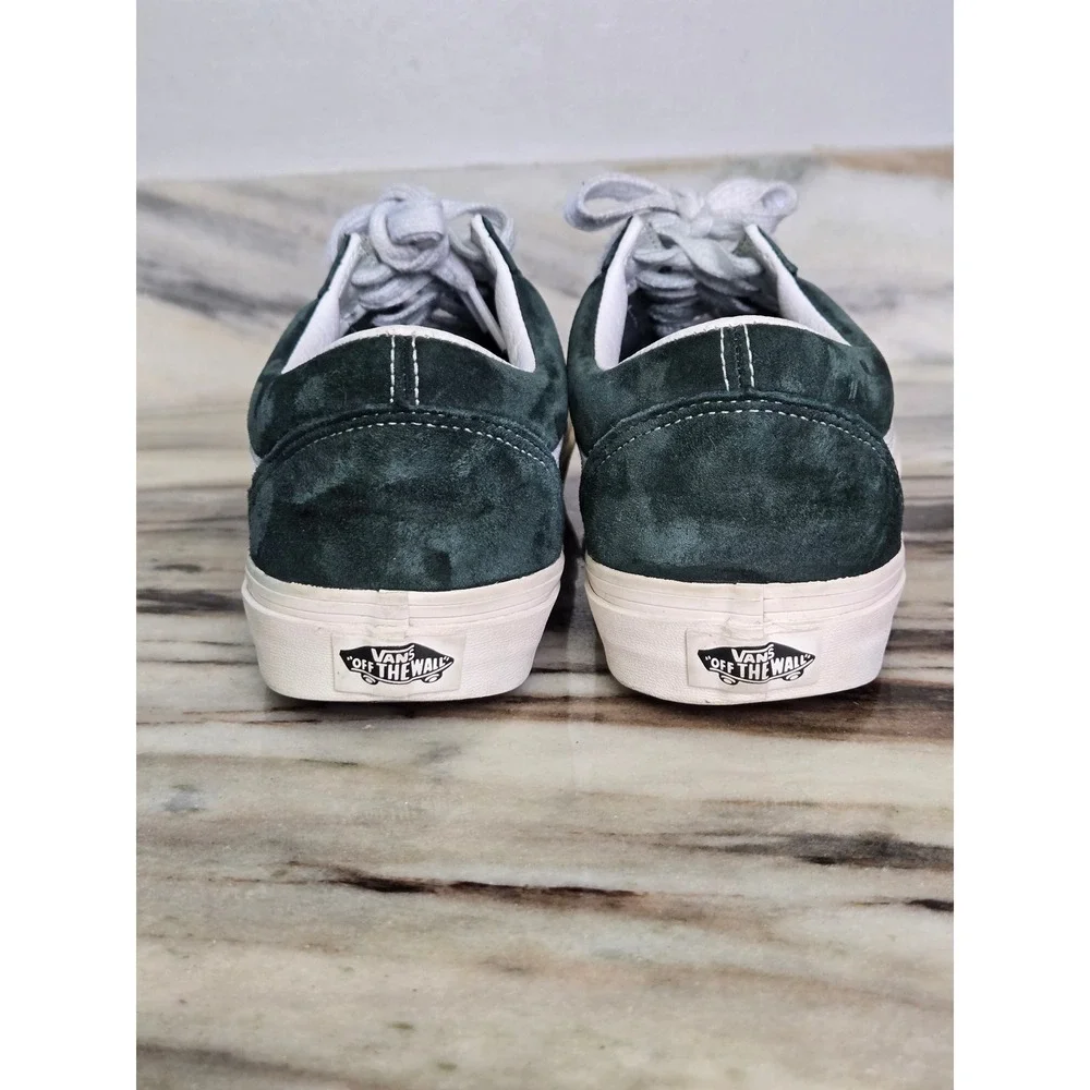 Vans Old Skool Forest Green Suede Low Top Skate Sneakers White Stripe M‎ 8 w 9.5